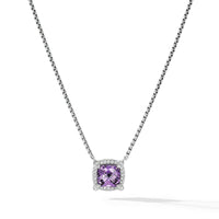 Petite Chatelaine® Pavé Bezel Pendant Necklace with Amethyst and Diamonds