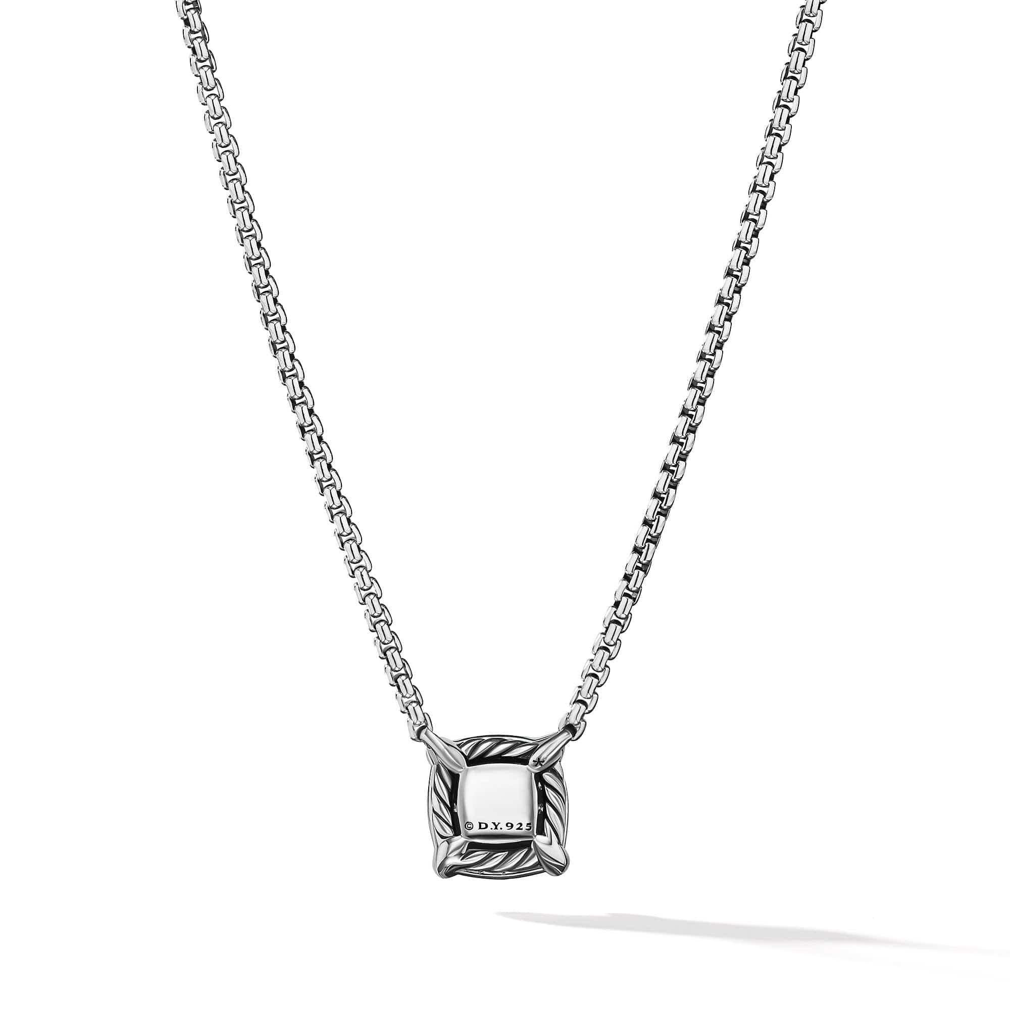 Petite Chatelaine® Pavé Bezel Pendant Necklace with Amethyst and Diamonds