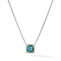 Petite Chatelaine® Pendant Necklace with Hampton Blue Topaz, 18K Yellow Gold Bezel and Pavé Diamonds