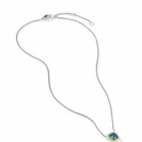 Petite Chatelaine® Pendant Necklace with Hampton Blue Topaz, 18K Yellow Gold Bezel and Pavé Diamonds