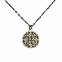 Sterling Silver Champagne Diamond Disc Necklace