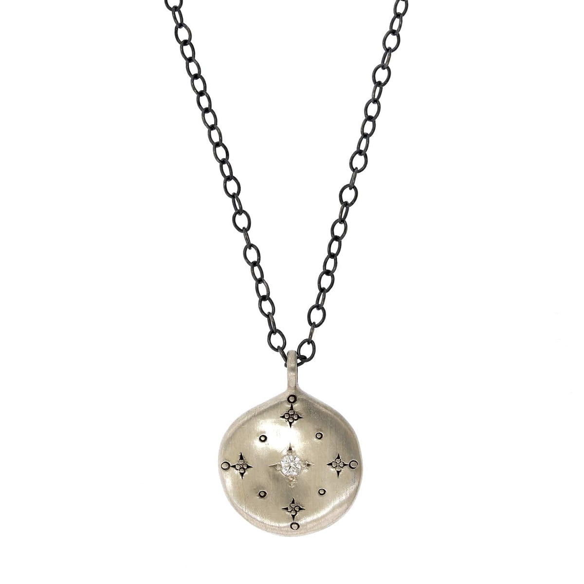 Adel Chefridi Sterling Silver Diamond Disc Pendant