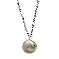 Adel Chefridi Sterling Silver Diamond Disc Pendant