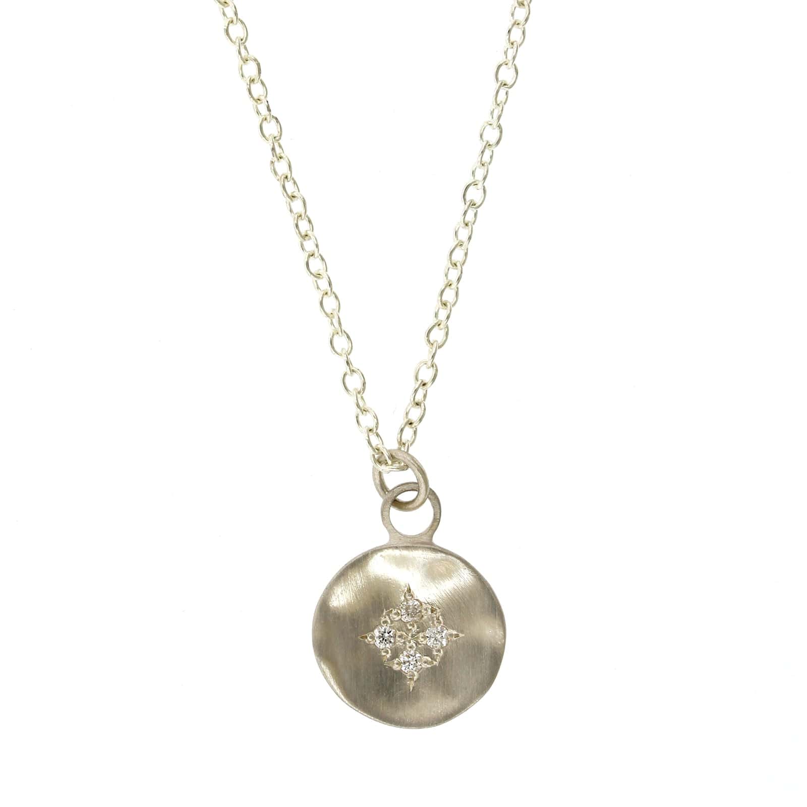 Adel Chefridi Sterling Silver Diamond Disc Pendant