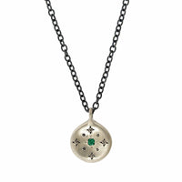 Adel Chefridi Sterling Silver Emerald Disc Pendant