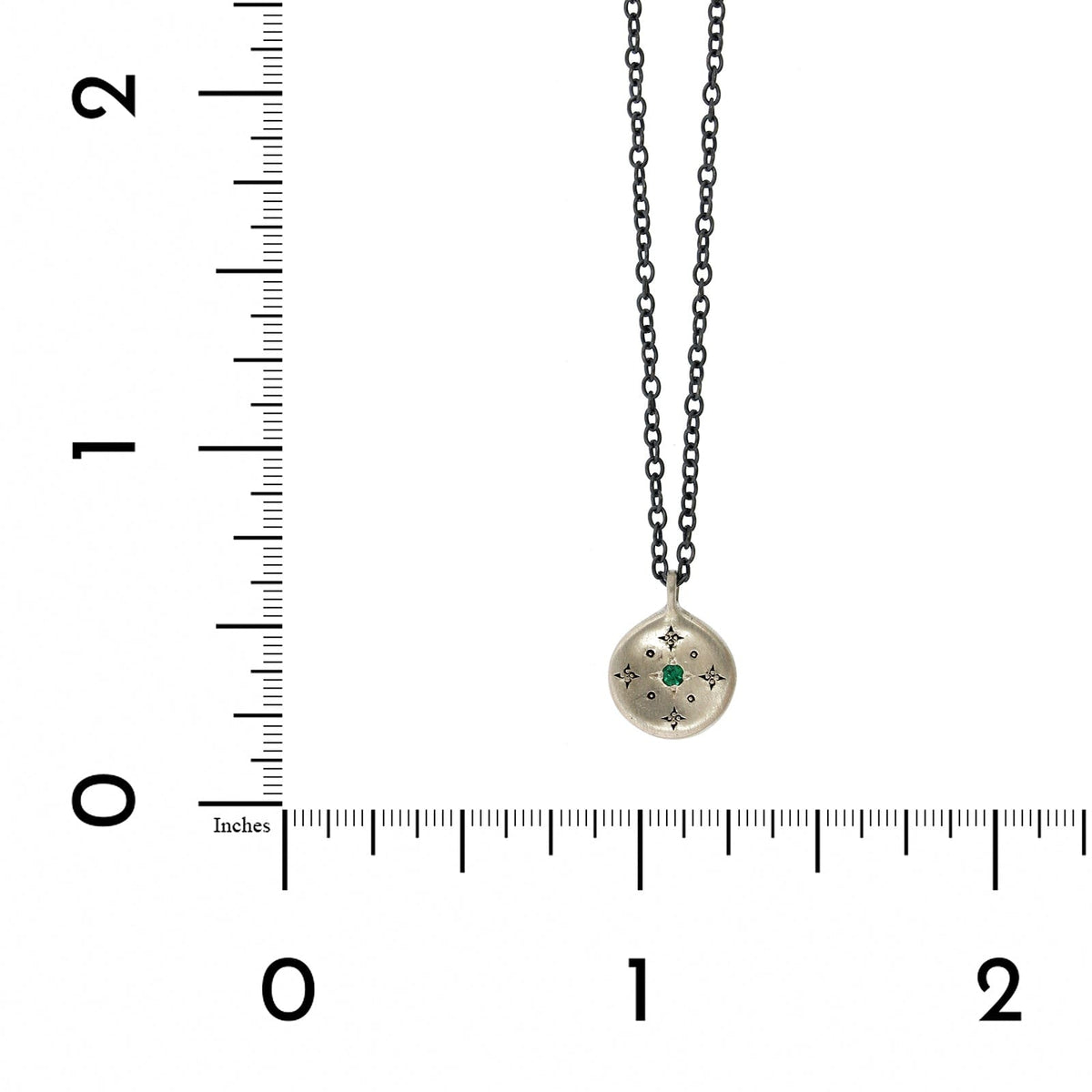 Adel Chefridi Sterling Silver Emerald Disc Pendant