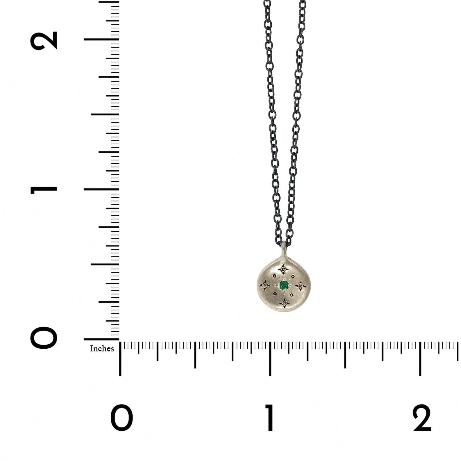Adel Chefridi Sterling Silver Emerald Disc Pendant