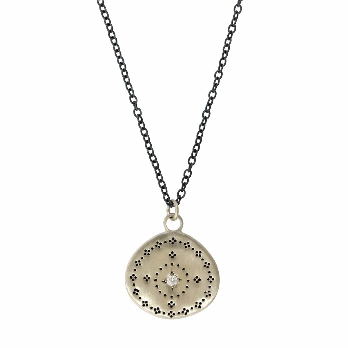 Adel Chefridi Sterling Silver Diamond Disc Pendant