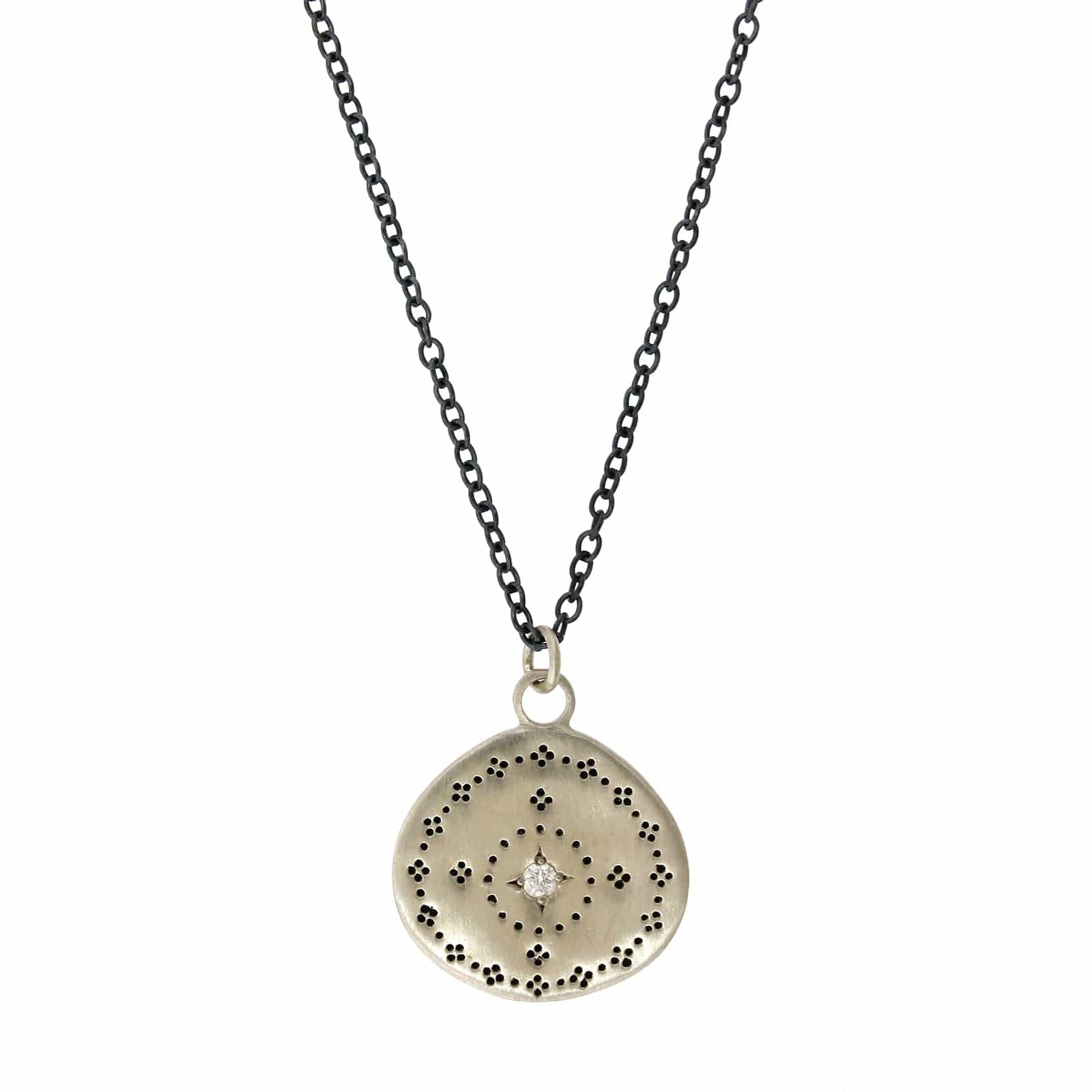 Adel Chefridi Sterling Silver Diamond Disc Pendant