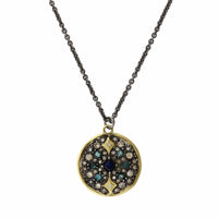 Armenta Sterling Silver and 18K Yellow Gold Multi Stone Round Pendant