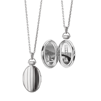 Sterling Silver Oval Pinstripe Locket