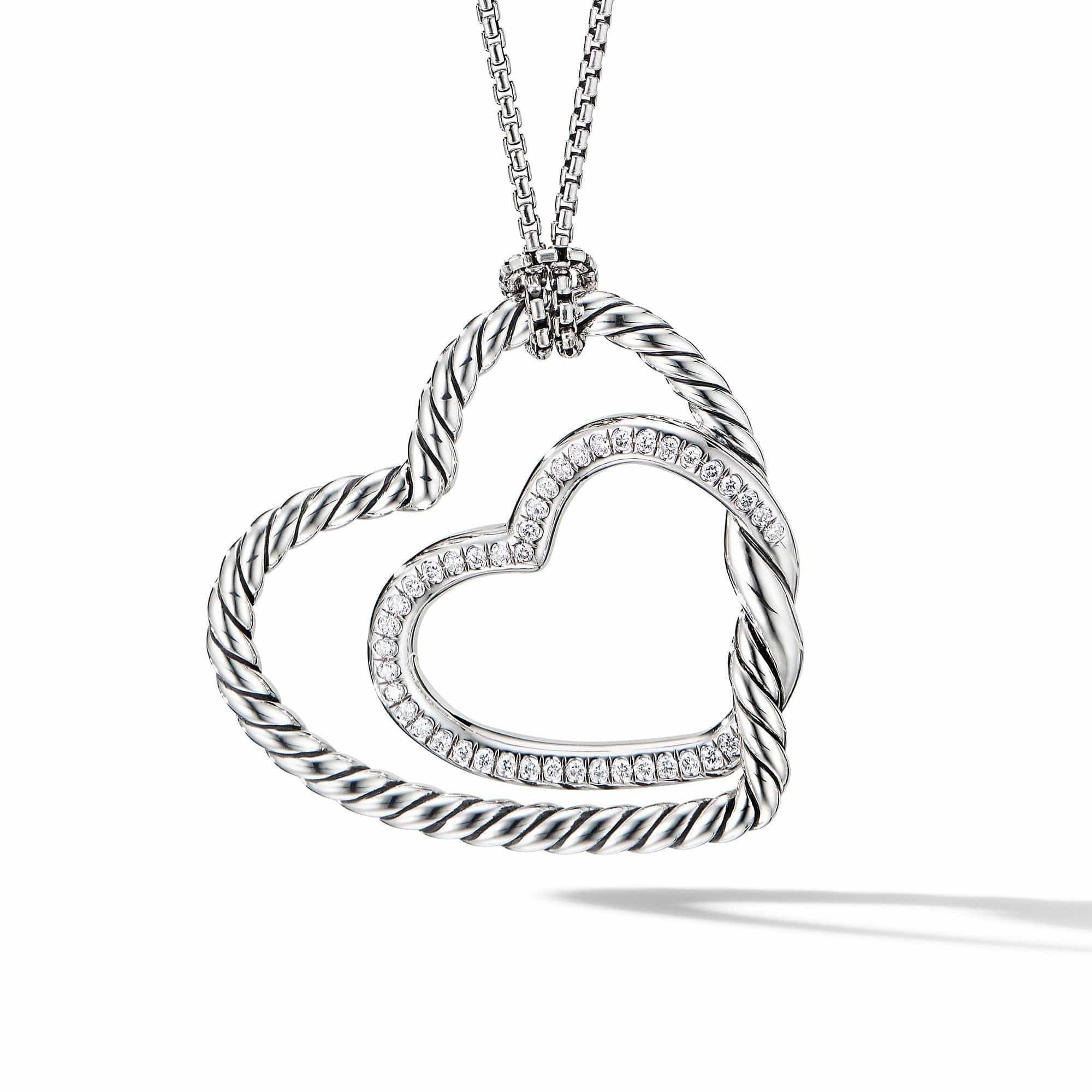 Continuance® Heart Necklace in Sterling Silver with Pavé Diamonds