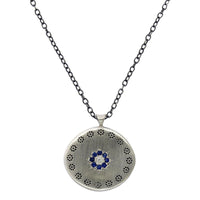Adel Chefridi Sterling Silver Sapphire Diamond Disc Pendant