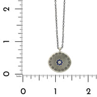 Adel Chefridi Sterling Silver Sapphire Diamond Disc Pendant