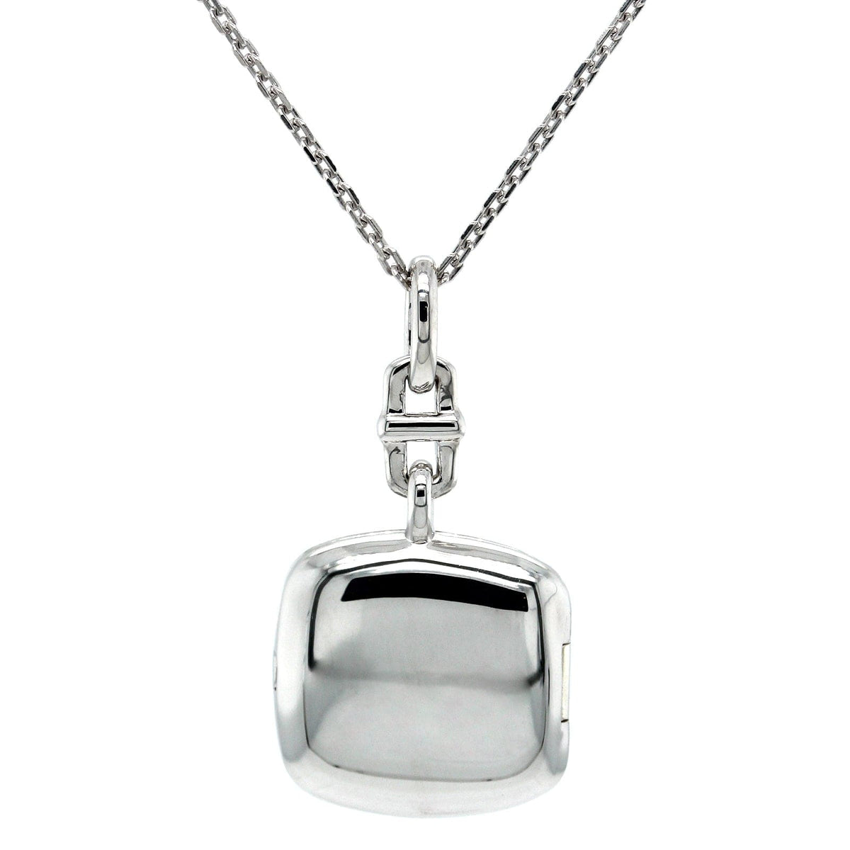 Sterling Silver White Sapphire Cushion Locket