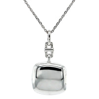 Sterling Silver White Sapphire Cushion Locket