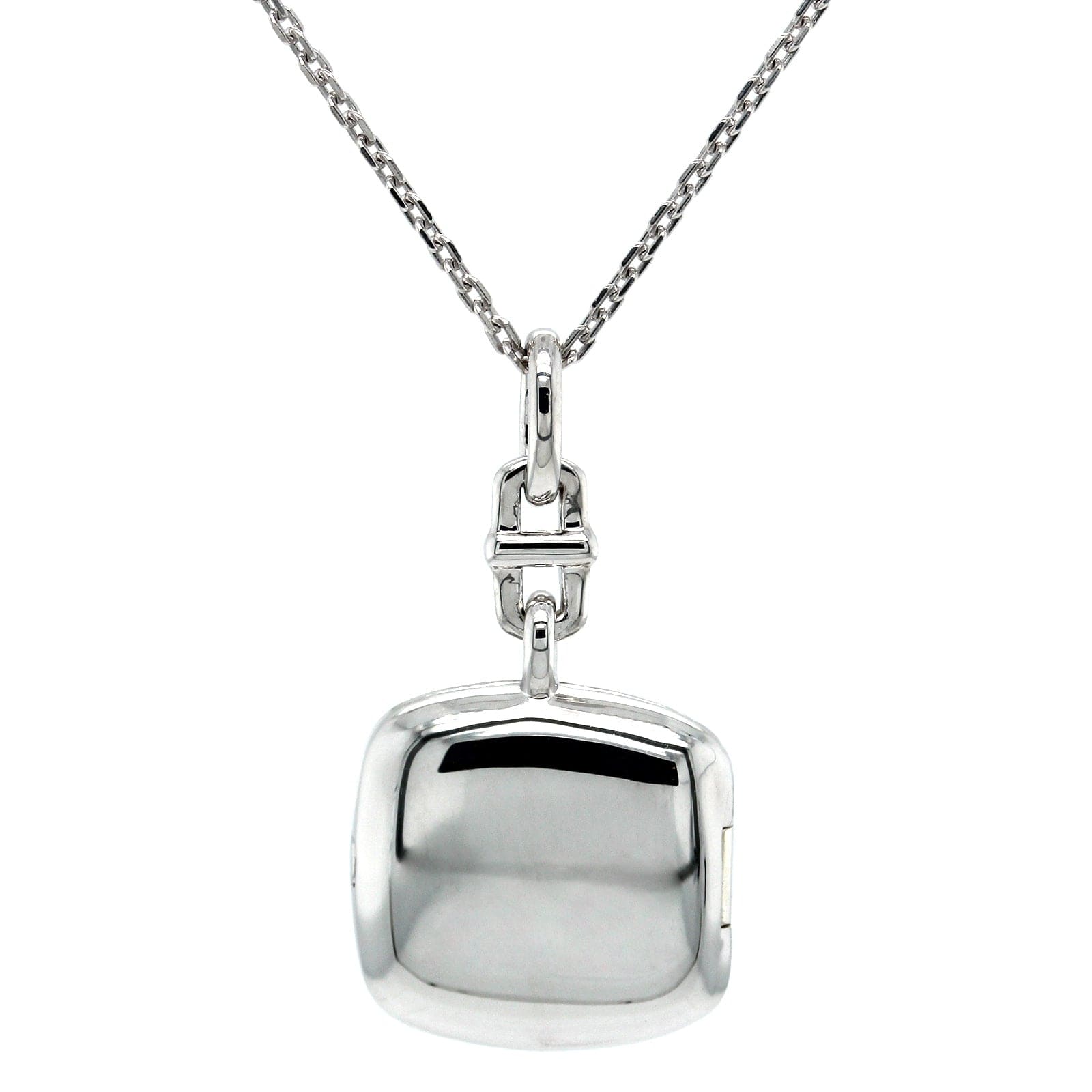 Sterling Silver White Sapphire Cushion Locket