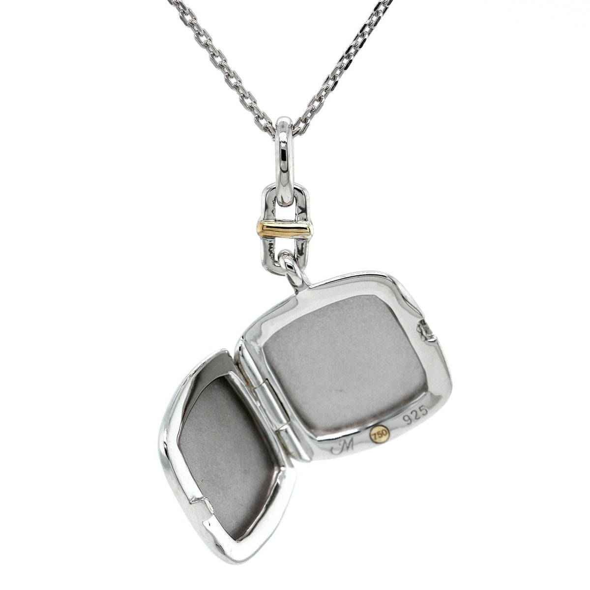 Sterling Silver White Sapphire Cushion Locket