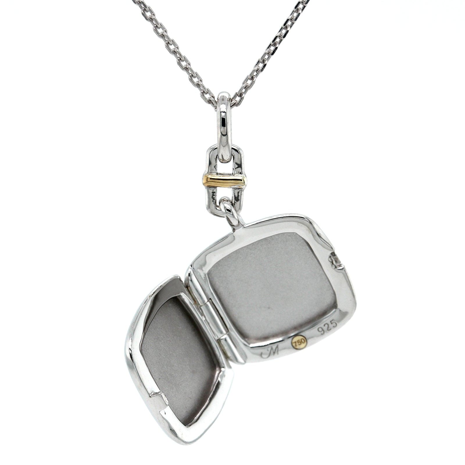 Sterling Silver White Sapphire Cushion Locket