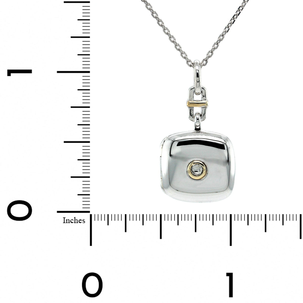 Sterling Silver White Sapphire Cushion Locket