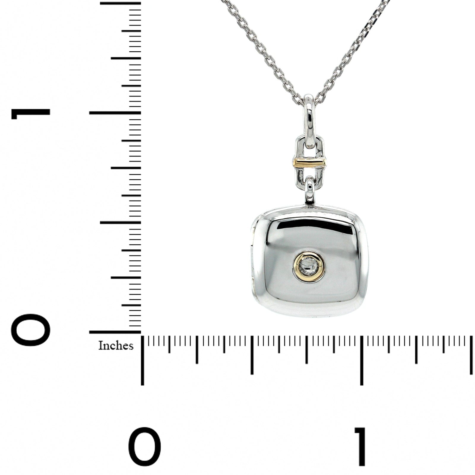 Sterling Silver White Sapphire Cushion Locket
