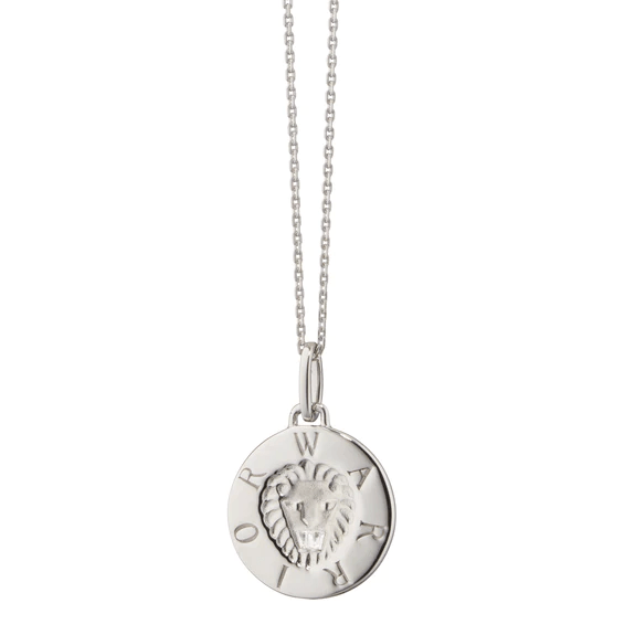 Sterling Silver Lion White Sapphire Pendant