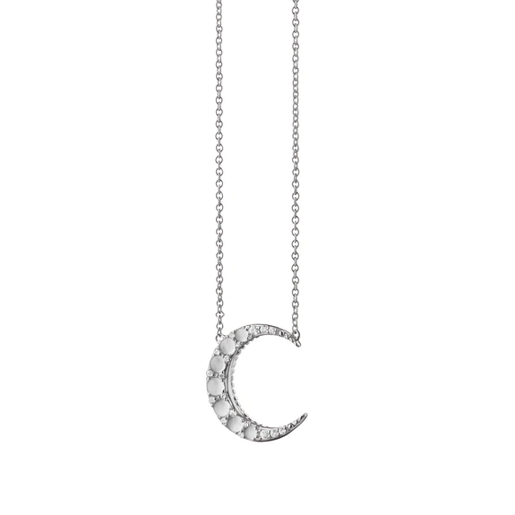Sterling Silver Crescent Moon Moonstone Necklace