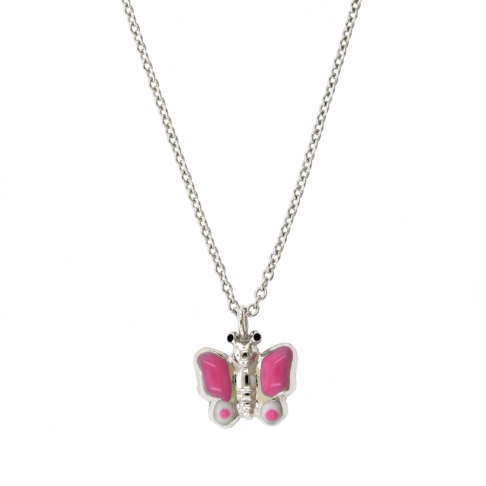 Sterling Silver Pink Butterfly Pendant