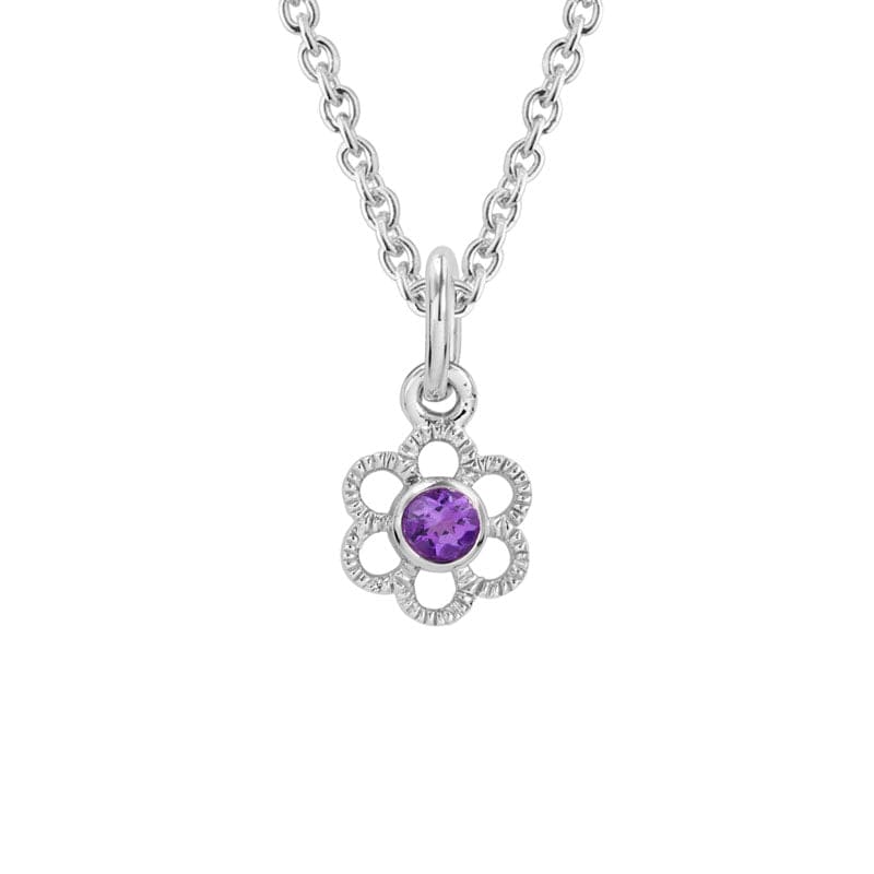 Sterling Silver Amethyst Flower Pendant