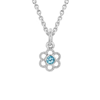Sterling Silver Blue Topaz Flower Pendant