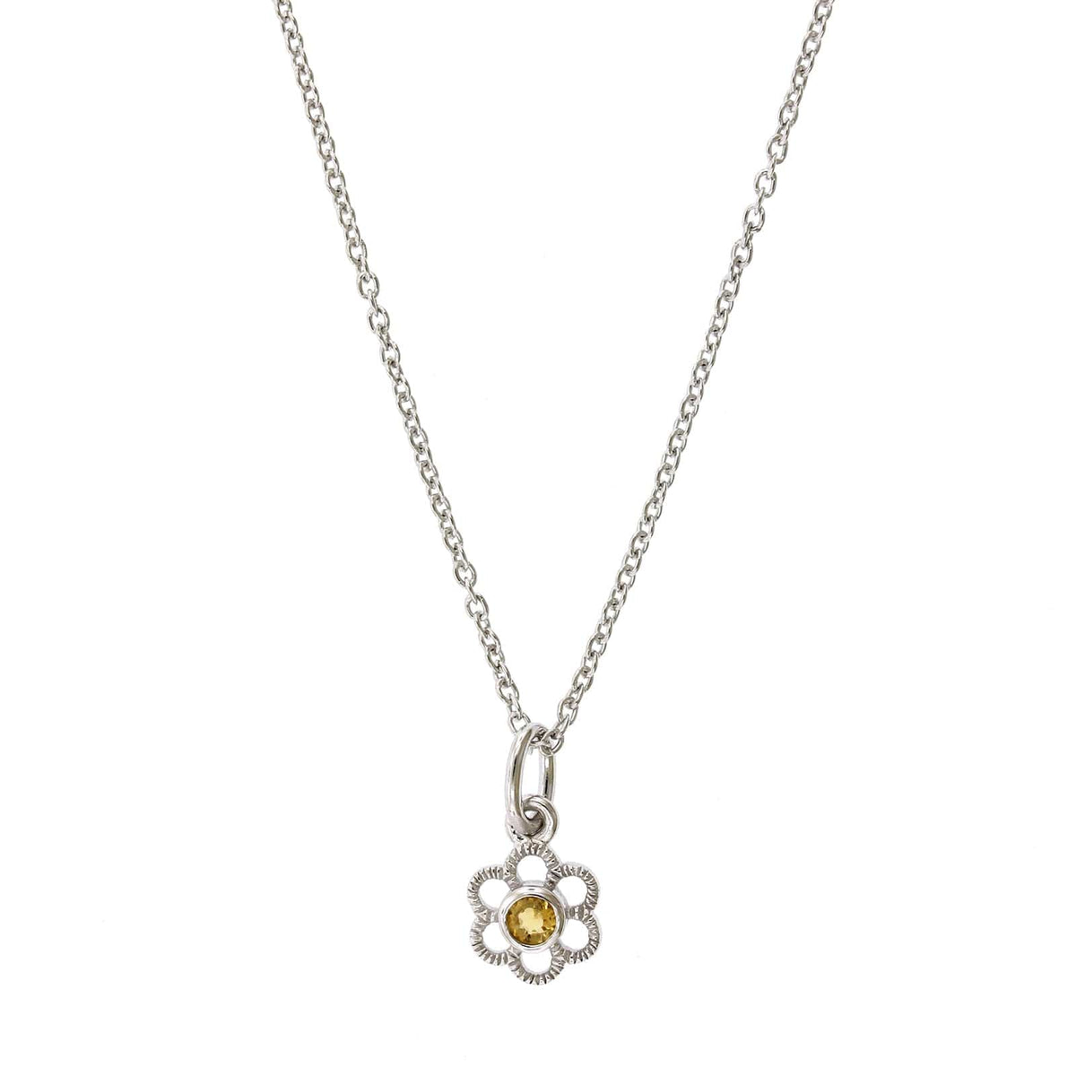 Sterling Silver Citrine Flower Pendant
