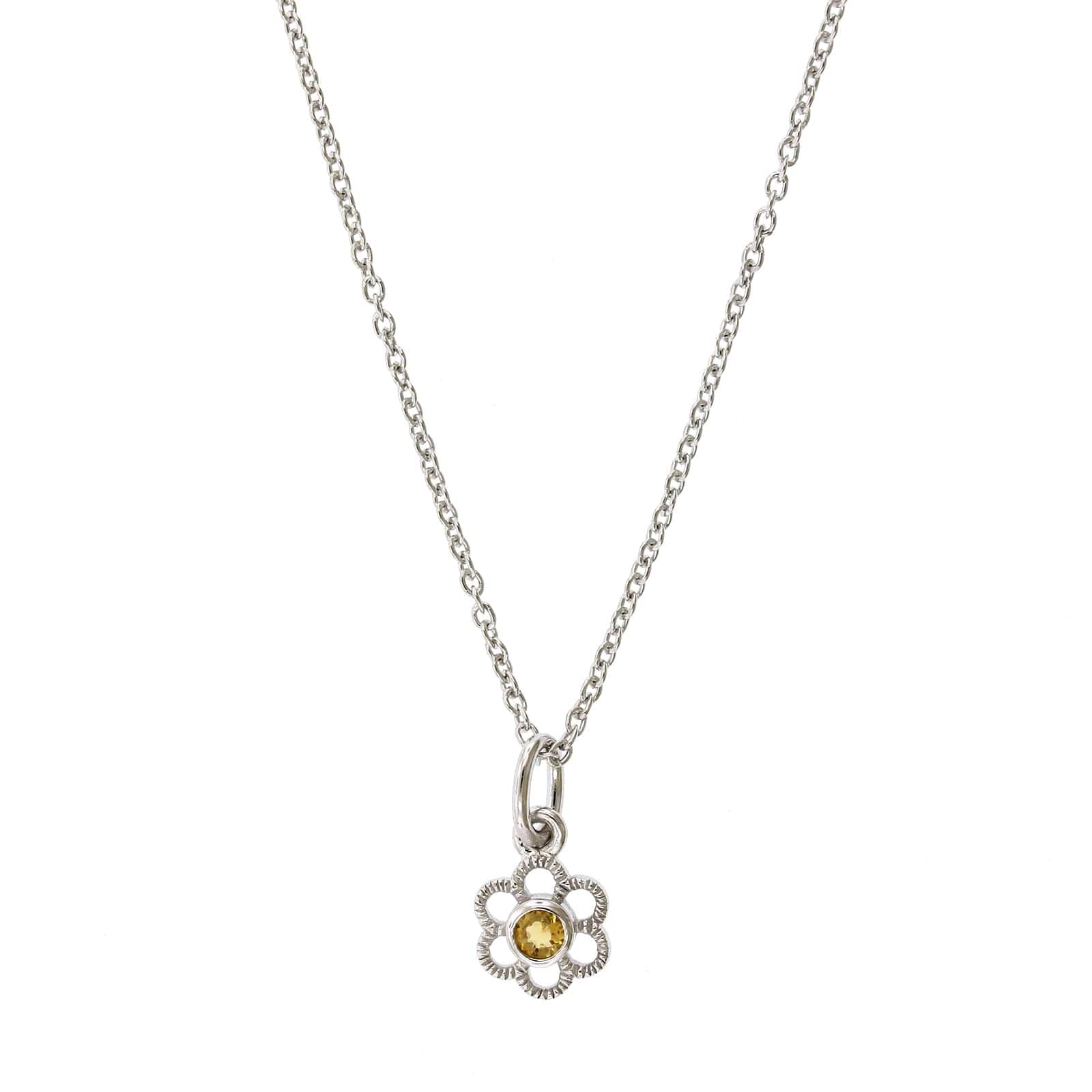Sterling Silver Citrine Flower Pendant