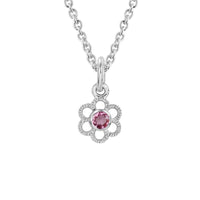 Sterling Silver Pink Tourmaline Flower Pendant