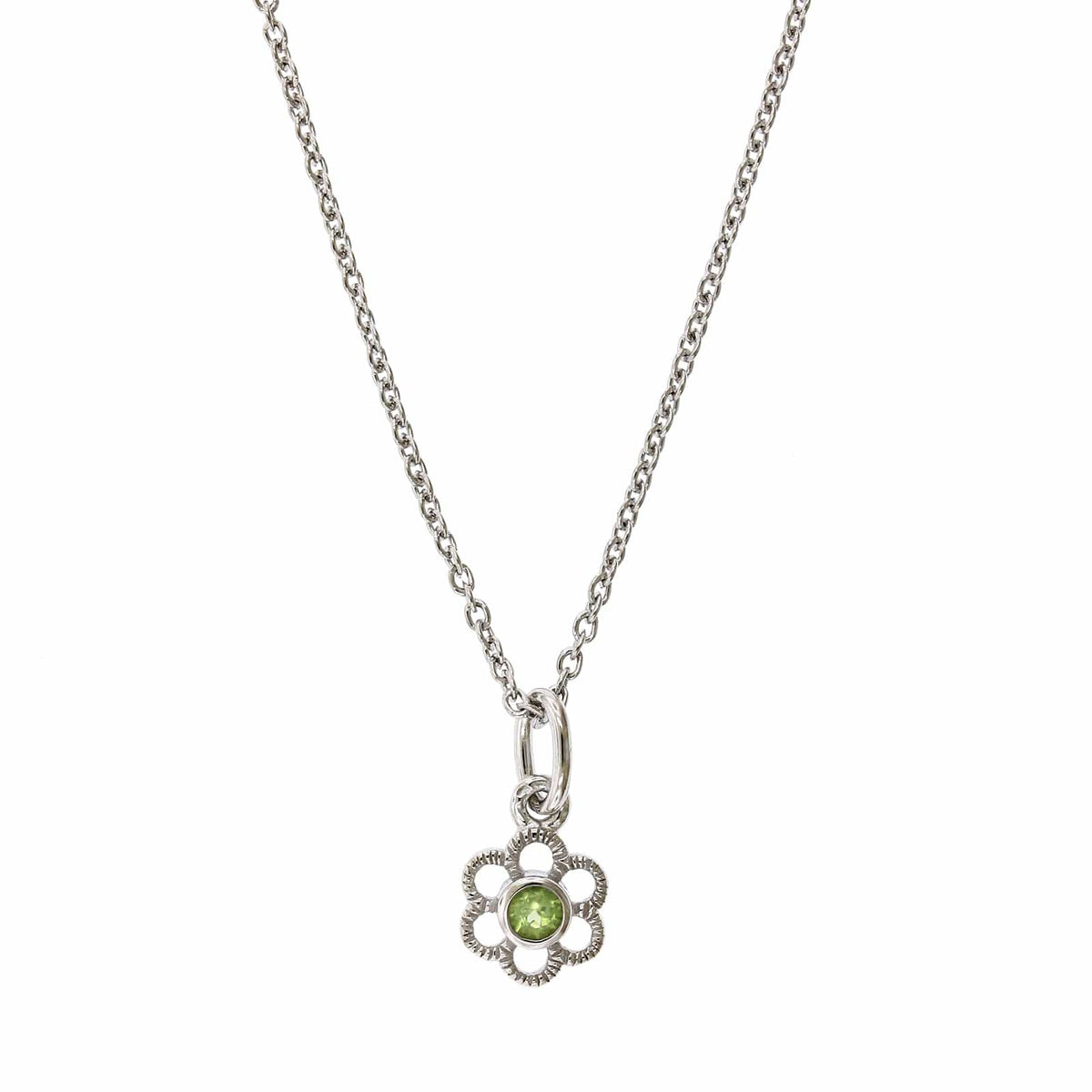 Sterling Silver Peridot Flower Pendant