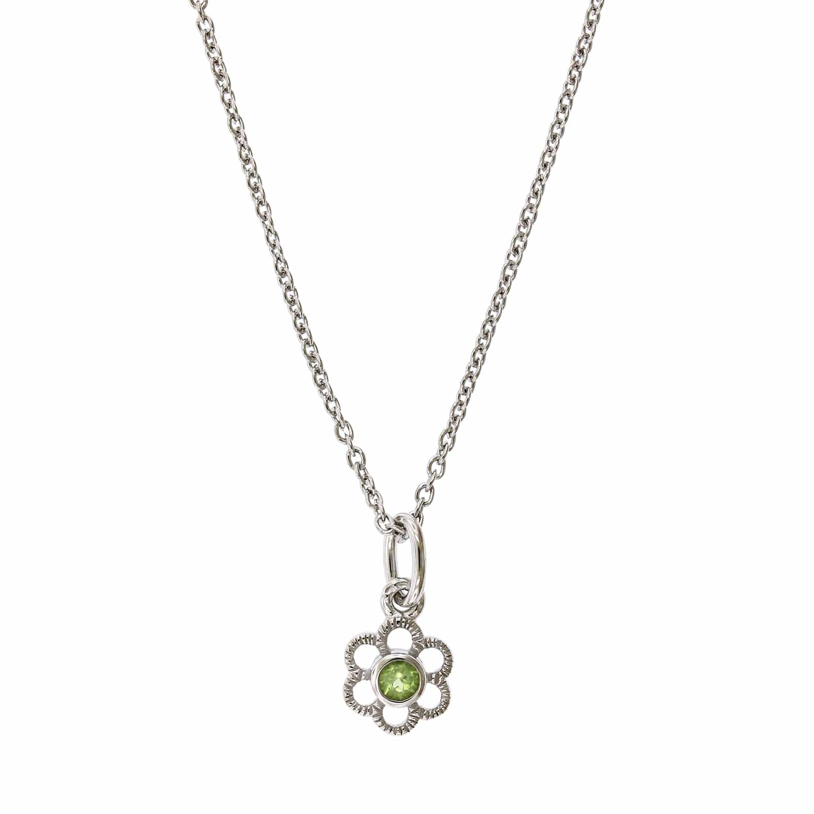 Sterling Silver Peridot Flower Pendant