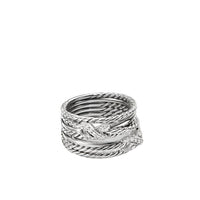 Double X Crossover Ring with Diamonds