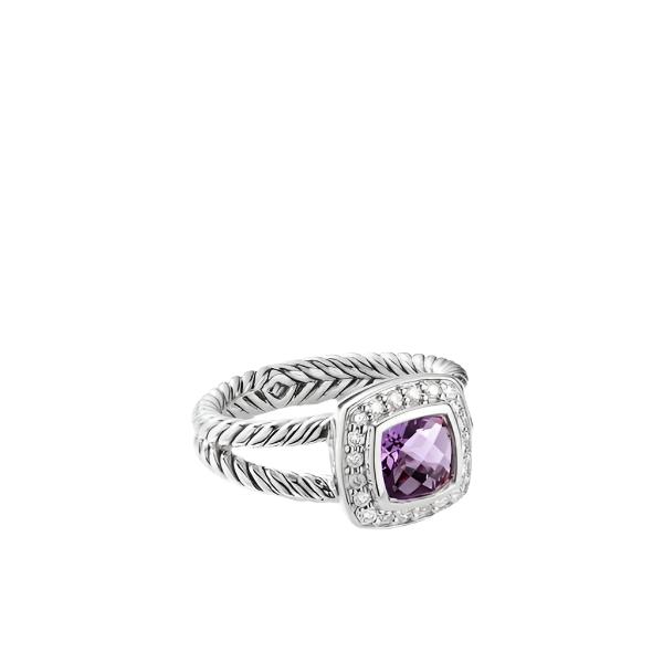 Petite Albion Ring with Amethyst and Diamonds