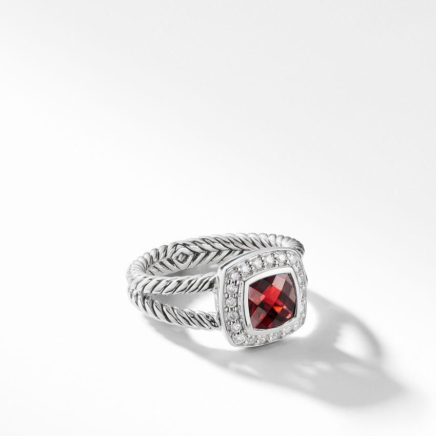 Petite Albion® Ring with Garnet and Diamonds