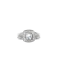 Petite Albion Ring with White Topaz and Diamonds