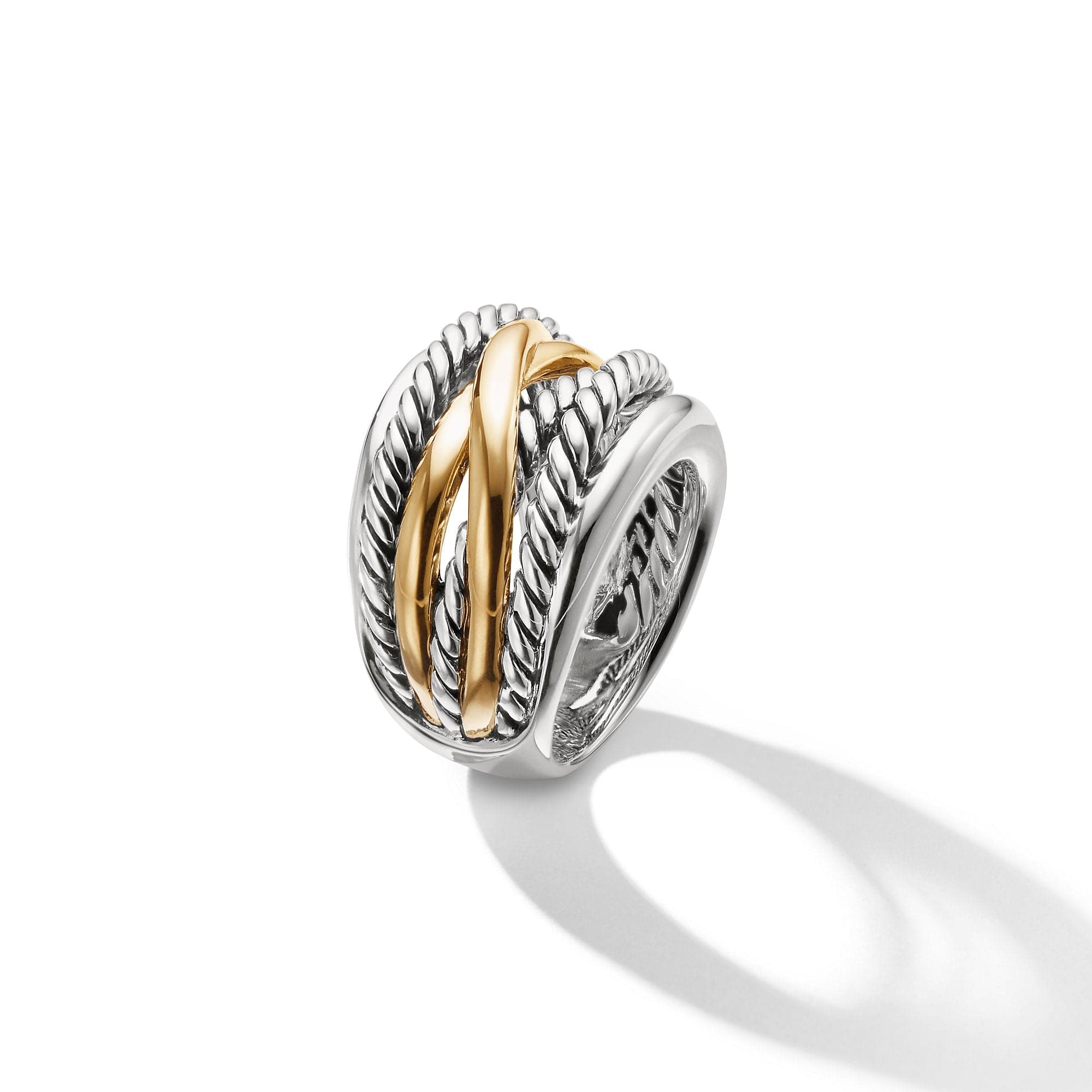 Crossover Wide Ring with Gold, Long's Jewelers