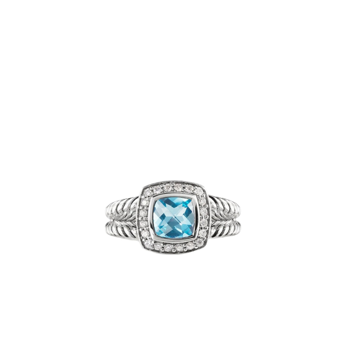 Petite Albion® Ring with Blue Topaz and Diamonds