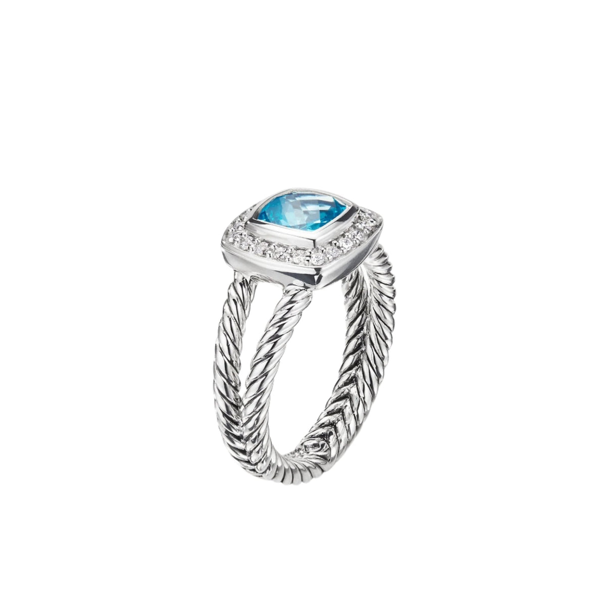 Petite Albion® Ring with Blue Topaz and Diamonds