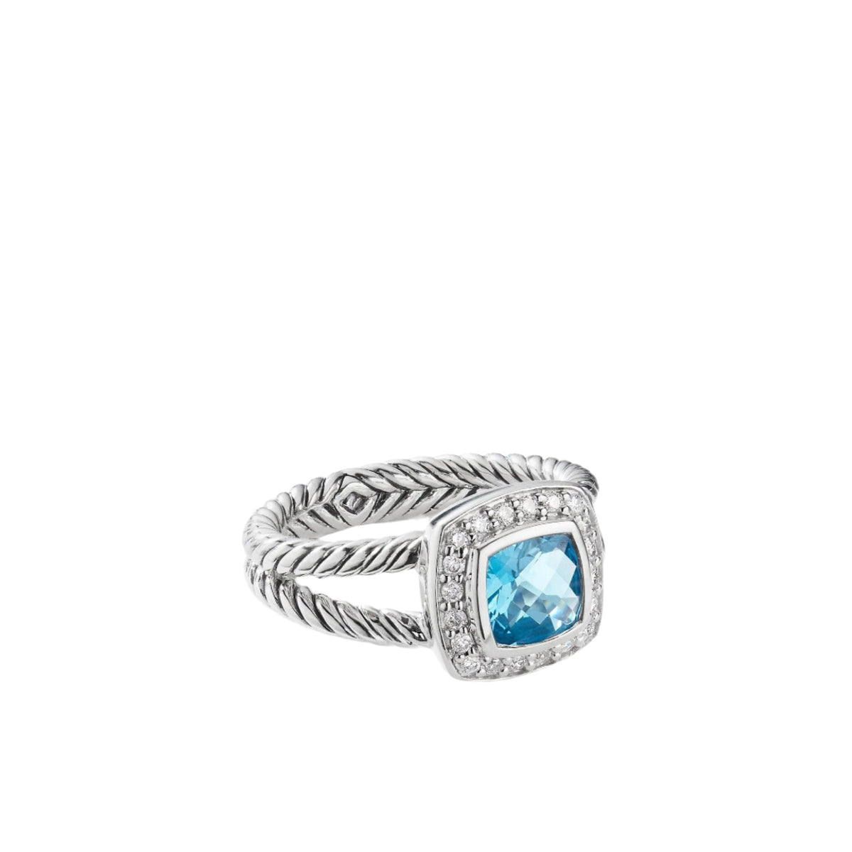 Petite Albion® Ring with Blue Topaz and Diamonds