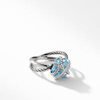 Cable Wrap Ring with Blue Topaz and Diamonds