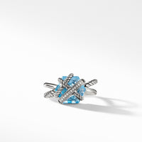 Cable Wrap Ring with Blue Topaz and Diamonds