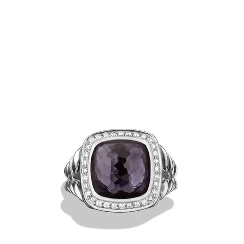 Ring with Black Orchid and Diamonds