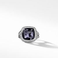 Ring with Black Orchid and Diamonds