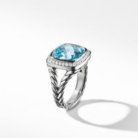 Ring with Blue Topaz and Diamonds