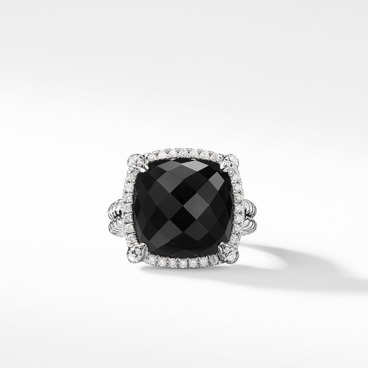 Chatelaine® Pave Bezel Ring with Black Onyx and Diamonds 1