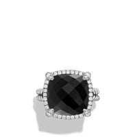Chatelaine® Pave Bezel Ring with Black Onyx and Diamonds 1
